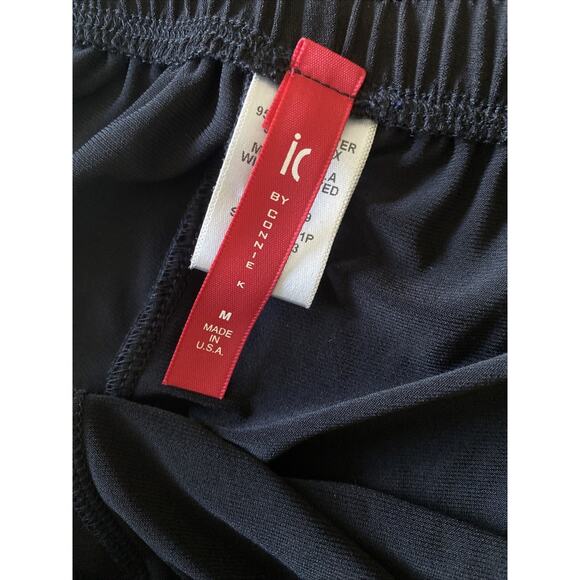 IC Connie K Womens Medium Black Pull On Elastic‎ Waist Ruffle Hem White Piping - Picture 4 of 6